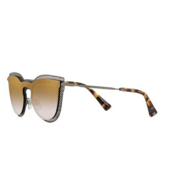 NEW Valentino Cat Eye Gun Metal and Tortoise Mirrored Sunglasses (VAXX053) - Picture 3 of 4